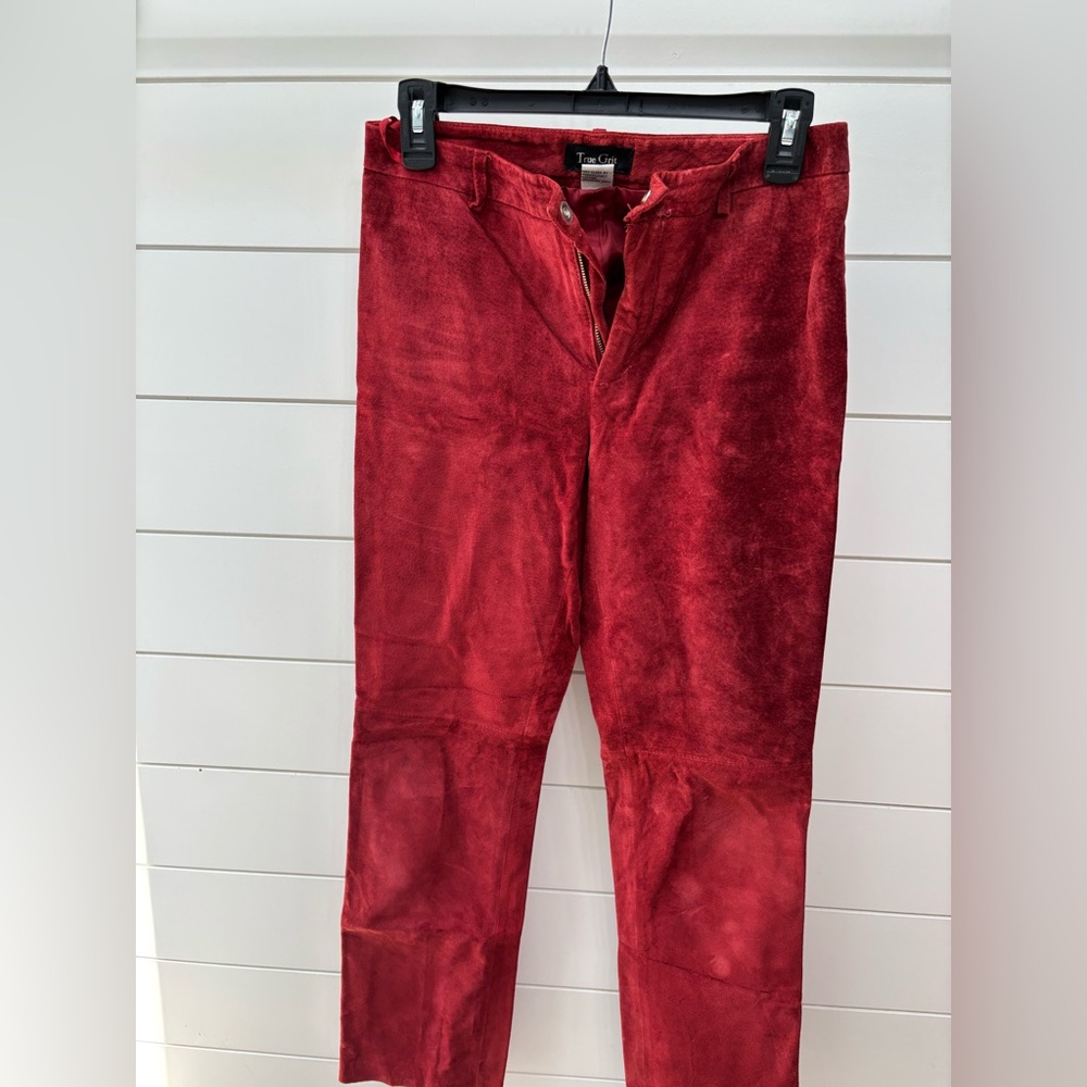 True Grit Red Leather Pants Slim Fit
